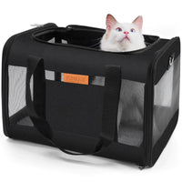 YUNIQUE Soft-Sided Pet Carrier – Portable Travel Bag for Cats & Small Dogs (Black)